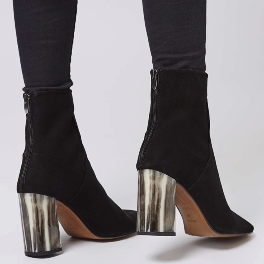 Black Booties Muse Boone Heel Topshop